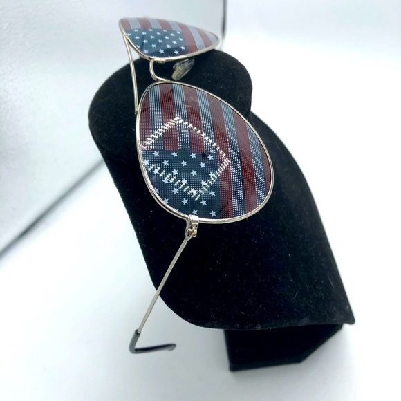 UNISEX FLAG PRINT AVIATOR SUNGLASSES EXCELLENT CONDITION UV PROTECTION. - Picture 7 of 12